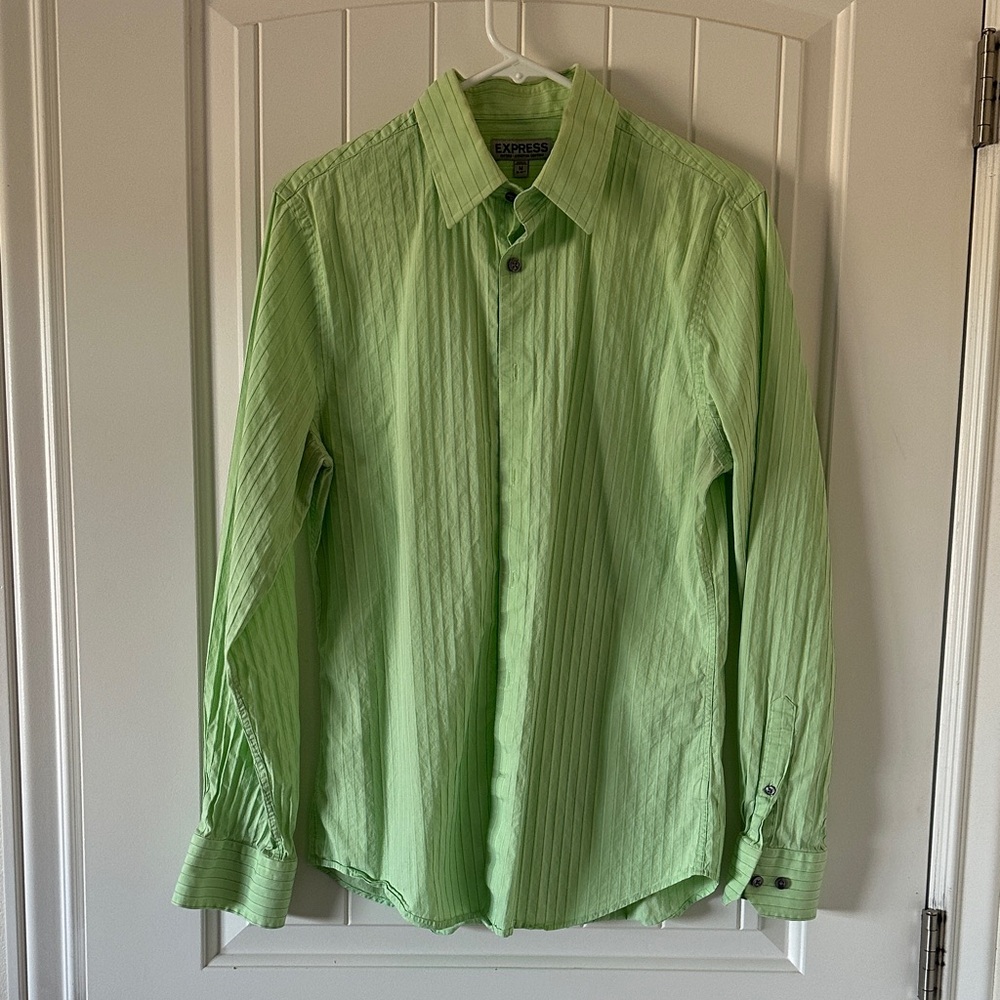 Express Men's Bright Green Casual Shirt